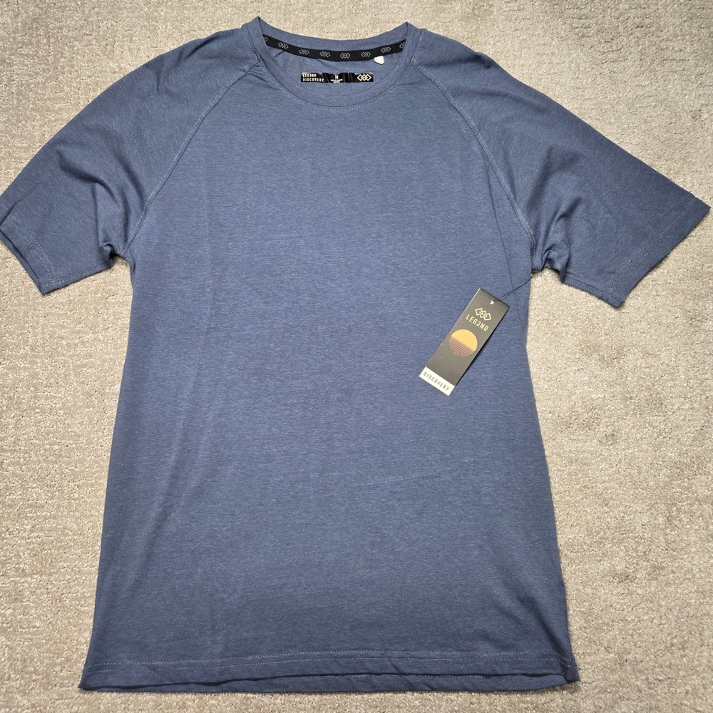 Leg3nd Discovery Mens Blue Short Sleeve Raglan Crew Neck T-Shirt Size Medium NWT